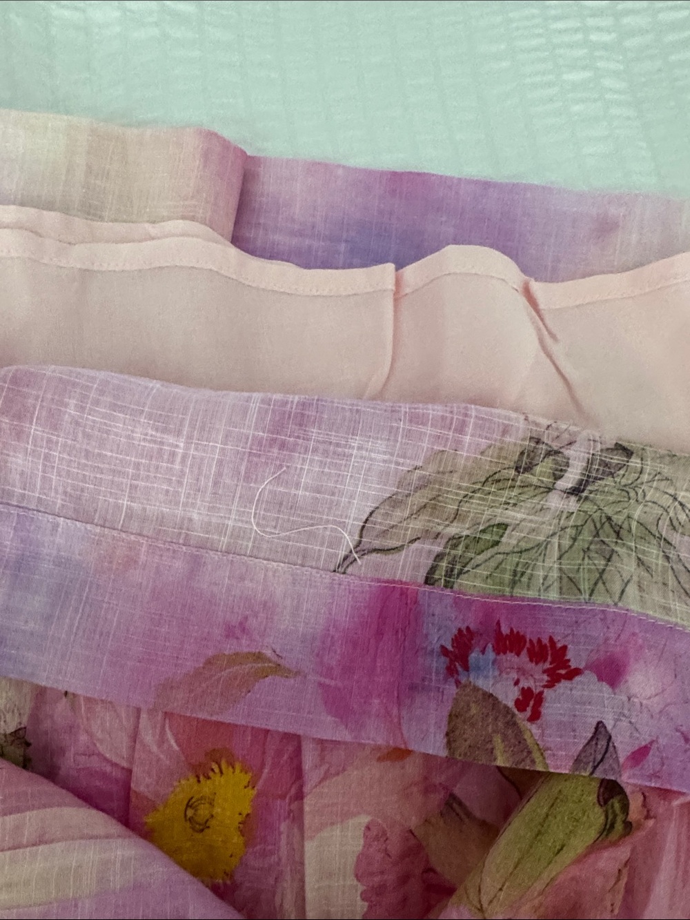 Anthropologie Pastel Floral Pintucked Pleated A-Line Skirt- Pink, Purple, Yellow - Picture 4 of 7